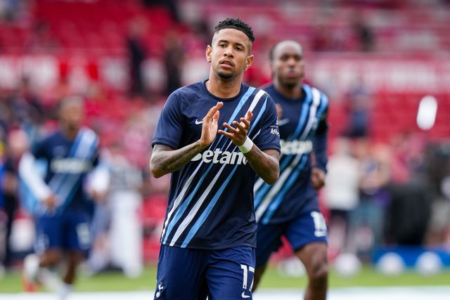 Sávio of Tottenham Hotspur applauds the fans during the pre-game warm up session during the Premier League match Nottingham Forest vs Tottenham Hotspur at City Ground, Nottingham, United Kingdom on 05 September 2026

(Photo by Maynard Manyowa/News Images)