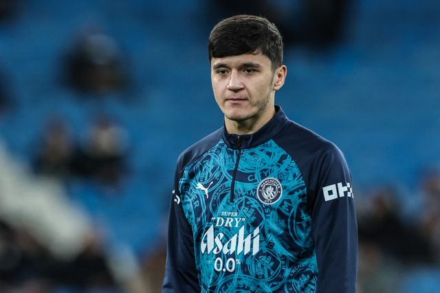 Abdukodir Khusanov of Manchester City in the pregame warmup session during the Premier League match Manchester City vs Nottingham Forest at Etihad Stadium, Manchester, United Kingdom on 04 March 2026

(Photo by Mark Cosgrove/News Images)