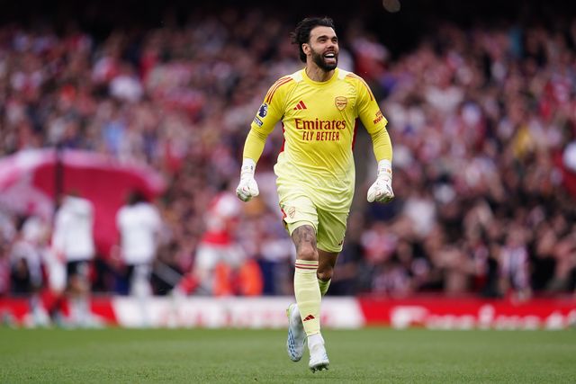 Arsenal goalkeeper David Raya celebrates goal during the Premier League match Arsenal vs Fulham at Emirates, London, United Kingdom on 02 May 2026

(Photo by Harvey Murphy/News Images)