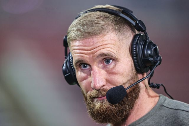 Sam Tomkins, Sky Sports Rugby League presenter during the Betfred Super League play-off Eliminator 1 match Leigh Leopards vs Wakefield Trinity at Progress With Unity Stadium, Leigh, United Kingdom, 26th September 2025

(Photo by Alfie Cosgrove/News Images)