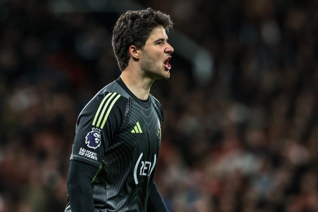 Manchester United goalkeeper Senne Lammens during the Premier League match Manchester United vs Brentford at Old Trafford, Manchester, United Kingdom on 27 April 2026

(Photo by Mark Cosgrove/News Images)