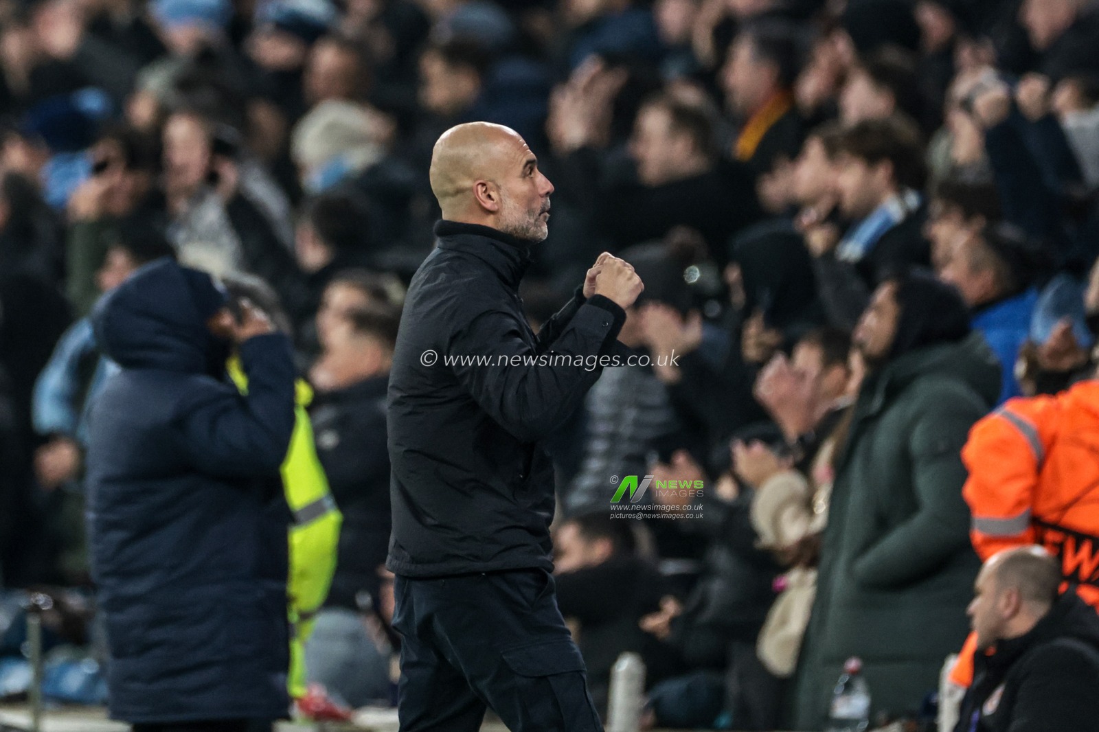 Pep Guardiola manager of Manchester City celebrates as Erling Haaland of Manchester City scores to make it 1-0 during the UEFA Champions League Matchday 8 of 8 match Manchester City vs Galatasaray at City of Manchester Stadium, Manchester, United Kingdom on 28 January 2026

(Photo by Mark Cosgrove/News Images)