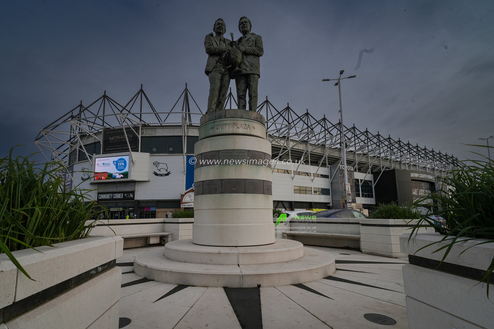 A stadium shot from the outside showing the unity plaza prior to kick off during the Sky Bet Championship match Derby County vs Middlesbrough at Pride Park Stadium, Derby, United Kingdom, 1st January 2026

(Photo by Maynard Manyowa/News Images)

*** GER AUT SUI OUT ***