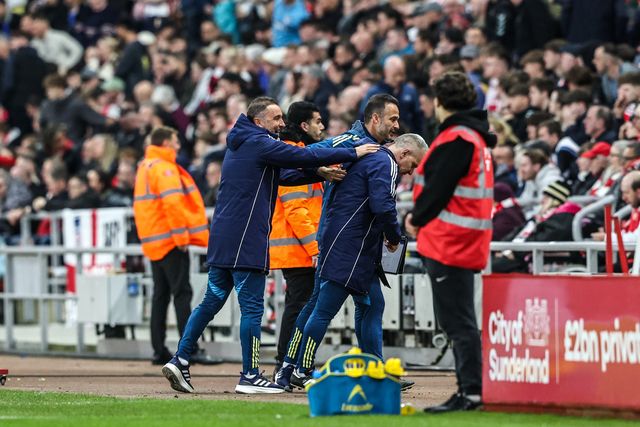 Vitor Pereira manager of Nottingham Forest celebrates a goal from Morgan Gibbs-White of Nottingham Forest to make it 0-3 during the Premier League match Sunderland vs Nottingham Forest at Stadium Of Light, Sunderland, United Kingdom on 24 April 2026

(Photo by Alfie Cosgrove/News Images)