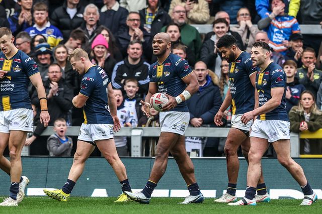 Maika Sivo of Leeds Rhinos celebrates his try during the Betfred Super League round 4 match Leeds Rhinos vs Castleford Tigers at AMT Headingley Stadium, Leeds, United Kingdom on 08 March 2026

(Photo by Alfie Cosgrove/News Images)