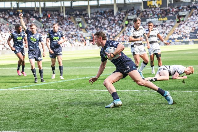 Jai Field of Wigan Warriors goes over for a try during the Betfred Super League Round 9 match Hull FC vs Wigan Warriors at MKM Stadium, Hull, United Kingdom, 27th April 2025

(Photo by Mark Cosgrove/News Images)