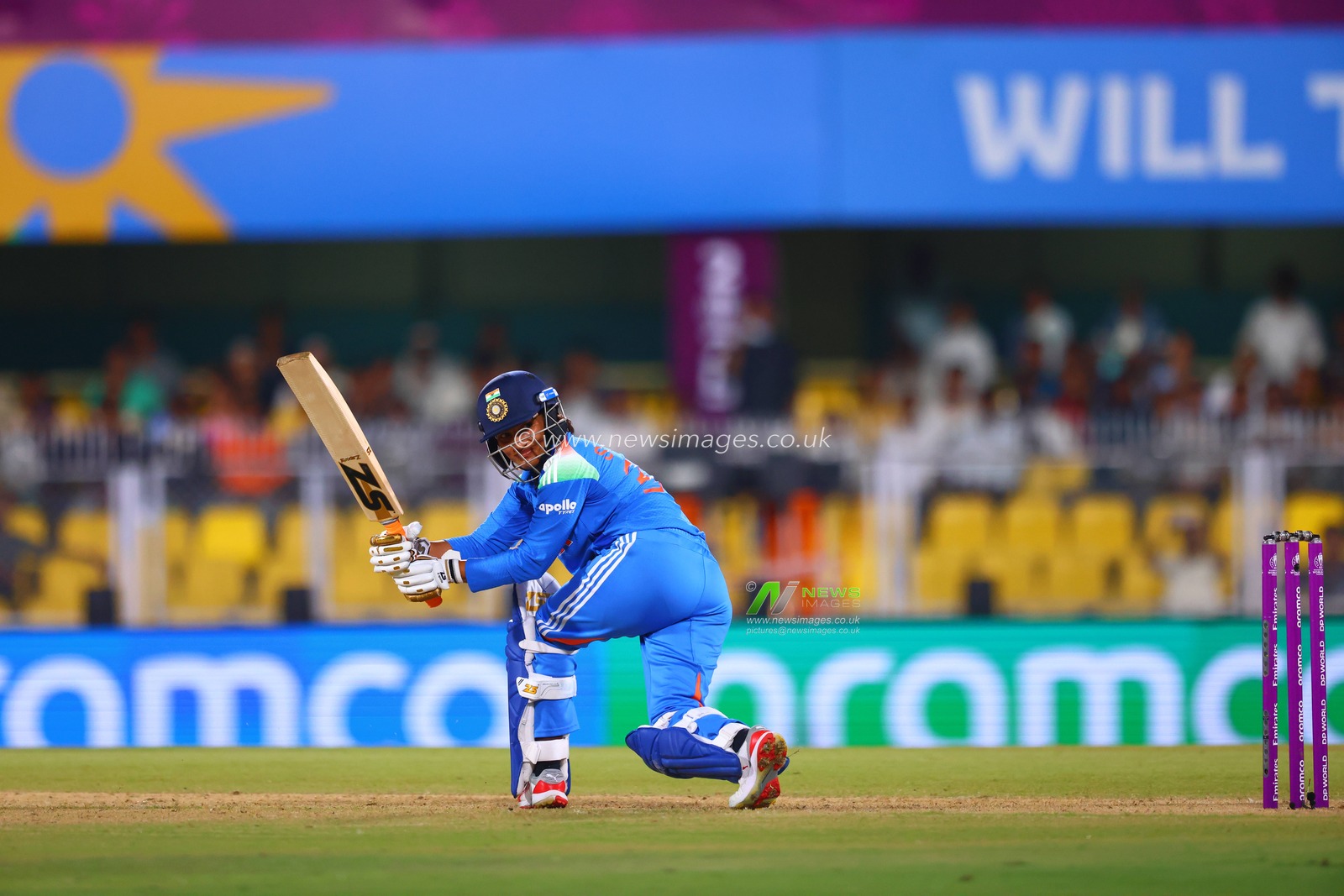Sneh Rana of India hits a four during the ICC Women's World Cup India Women v Sri Lanka Women at ACA Barsapara Cricket Stadium, Guwahati, India, 30th September 2025

(Photo by Shubhajit Roy Karmakar/News Images)