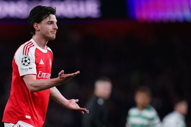 Declan Rice of Arsenal during the UEFA Champions League Quarter Finals match Arsenal vs Sporting CP at Arsenal stadium, London, United Kingdom on 15 April 2026

(Photo by Harvey Murphy/News Images)
