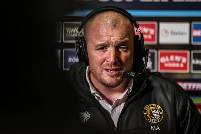 Mark Applegarth manager of York Knights speaks on Sky Sports after the game during the Betfred Super League round 8 match York Knights vs Leigh Leopards at LNER Community Stadium, York, United Kingdom on 17 April 2026

(Photo by Alfie Cosgrove/News Images)