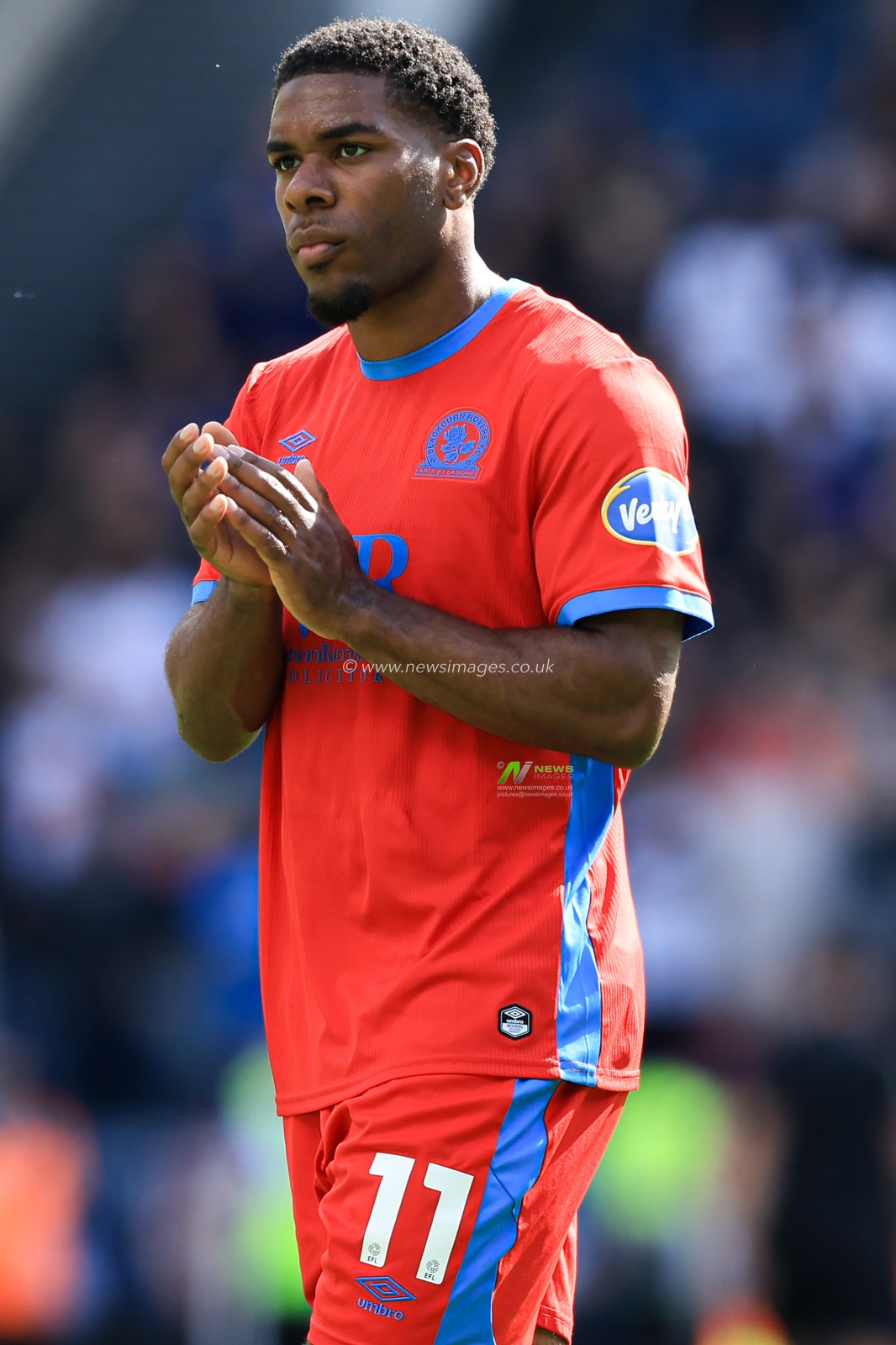 Jayden Fevrier of Blackburn Rovers claps fans at full time the Sky Bet Championship match Preston North End vs Blackburn Rovers at Deepdale, Preston, United Kingdom on 05 September 2026

(Photo by Jorge Horsted/News Images)