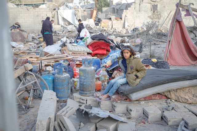 A child was killed and massive damage was caused when IDF warplanes targeted an IDP camp in the Mawasi Khan Younis area in the southern Gaza Strip last night.(Photo: Mohammed Skaik/News Images)