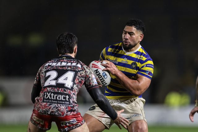 Kelepi Tanginoa of Warrington Wolves in action during the Pre Season match Warrington Wolves vs Leigh Leopards at Halliwell Jones Stadium, Warrington, United Kingdom, 30th January 2026

(Photo by Mark Cosgrove/News Images)
