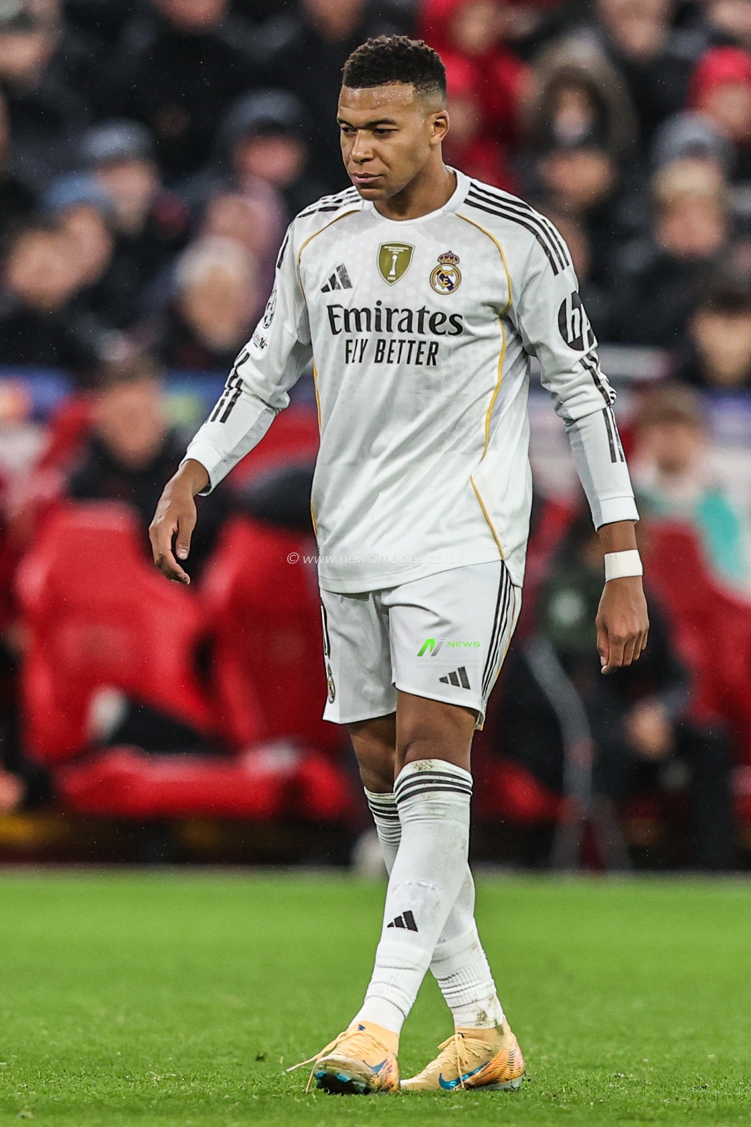 Kylian Mbappe of Real Madrid during the UEFA Champions League Matchday 4 of 8 Liverpool vs Real Madrid at Anfield, Liverpool, United Kingdom, 4th November 2025

(Photo by Alfie Cosgrove/News Images)

*** GER AUT SUI OUT ***