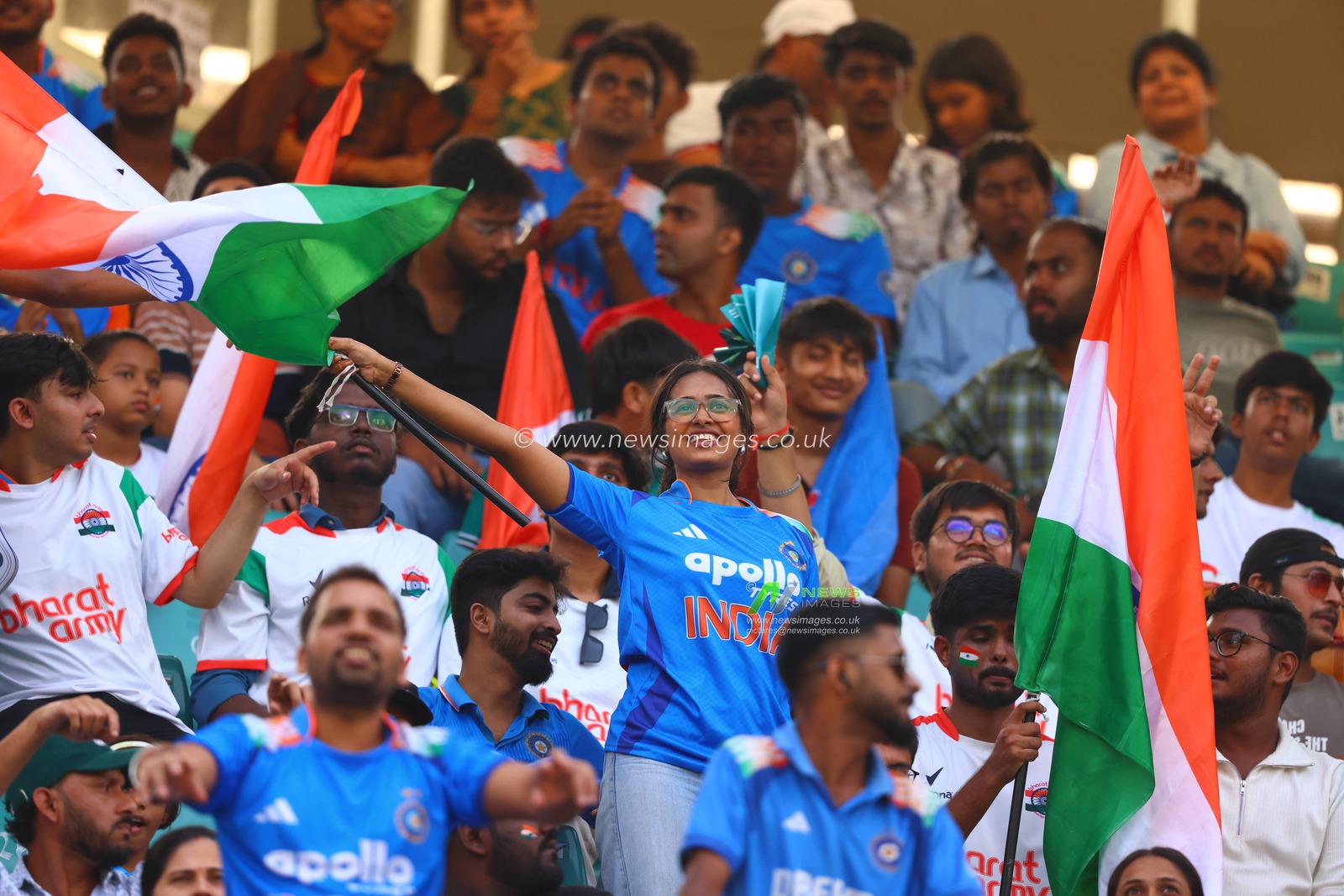 Indian Fans celebrates and cheering up the game during the ICC Women's ODI Cricket World Cup Semi Final match India vs Australia at Dr. D.Y. Patil Sports Academy, Navi Mumbai, India, 30th October 2025

(Photo by Shubhajit Roy Karmakar/News Images)

