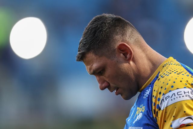 Ryan Hall of Leeds Rhinos during pre-game warm up during the Betfred Super League match Salford Red Devils vs Leeds Rhinos at Salford Community Stadium, Eccles, United Kingdom, 10th April 2025

(Photo by Alfie Cosgrove/News Images)