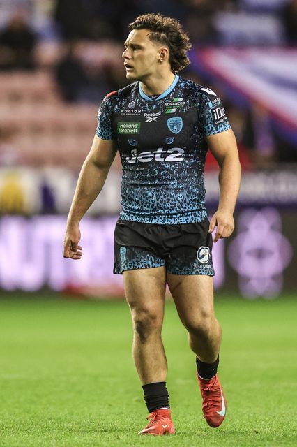 Lachlan Lam of Leigh Leopards during the Betfred Super League Semi Final 1 match Wigan Warriors vs Leigh Leopards at The Brick Community Stadium, Wigan, United Kingdom, 3rd October 2025

(Photo by Alfie Cosgrove/News Images)