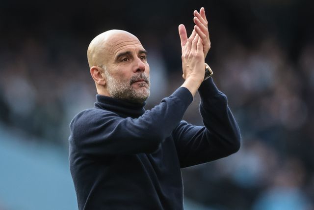 Pep Guardiola manager of Manchester City applauds the fans after the final whistle during the Premier League match Manchester City vs Arsenal at Etihad Stadium, Manchester, United Kingdom on 19 April 2026

(Photo by Mark Cosgrove/News Images)
