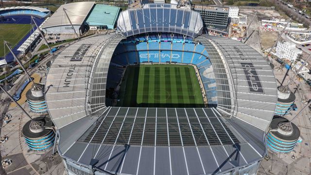 An aerial view of The City of Manchester Stadium during the UEFA Champions League last 16 second leg match Manchester City vs Real Madrid at The City of Manchester Stadium, Manchester, United Kingdom on 17 March 2026

(Photo by Mark Cosgrove/News Images)