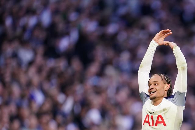 Xavi Simons of Tottenham Hotspur celebrates his goal with home support during the Premier League match Tottenham Hotspur vs Brighton & Hove Albion at Tottenham Hotspur Stadium, London, United Kingdom on 18 April 2026

(Photo by Harvey Murphy/News Images)