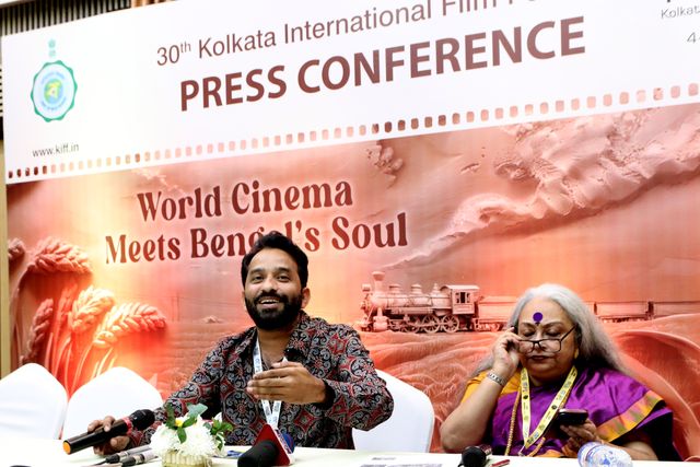 Umesh Mohan Bagade, film director, reacts to his film â€˜Cinemanâ€™ at the media conferences at the 30th Kolkata International Film Festival in Kolkata, India, on December 7, 2024. Pictures by Debajtoti Chakraborty.(Photo: Debajyoti Chakraborty/News Images)