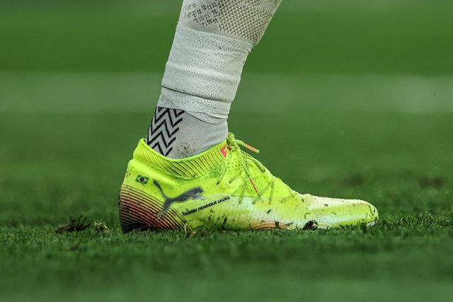 The boots of Ederson of Manchester City during the Premier League match Manchester City vs Wolverhampton Wanderers at Etihad Stadium, Manchester, United Kingdom, 2nd May 2025

(Photo by Mark Cosgrove/News Images)