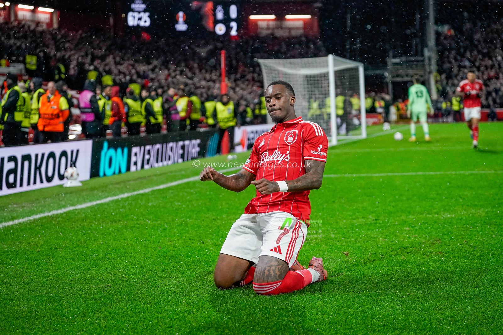 Callum Hudson-Odoi of Nottingham Forest celebrates his goal to make it  1-2 during the UEFA Europa League 
Knockout Round Play-offs match Nottingham Forest vs Fenerbahce at City Ground, Nottingham, United Kingdom on 26 February 2026

(Photo by Maynard Manyowa/News Images)