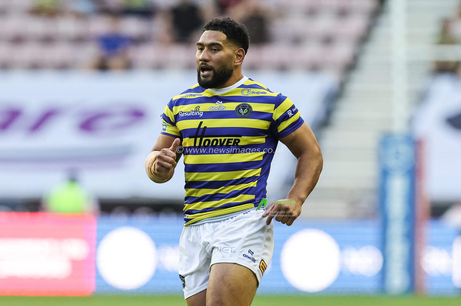 Kelepi Tanginoa of Warrington Wolves during the Betfred Super League round 18 match Wigan Warriors vs Warrington Wolves at The Brick Community Stadium, Wigan, United Kingdom on 10 July 2026

(Photo by Mark Cosgrove/News Images)