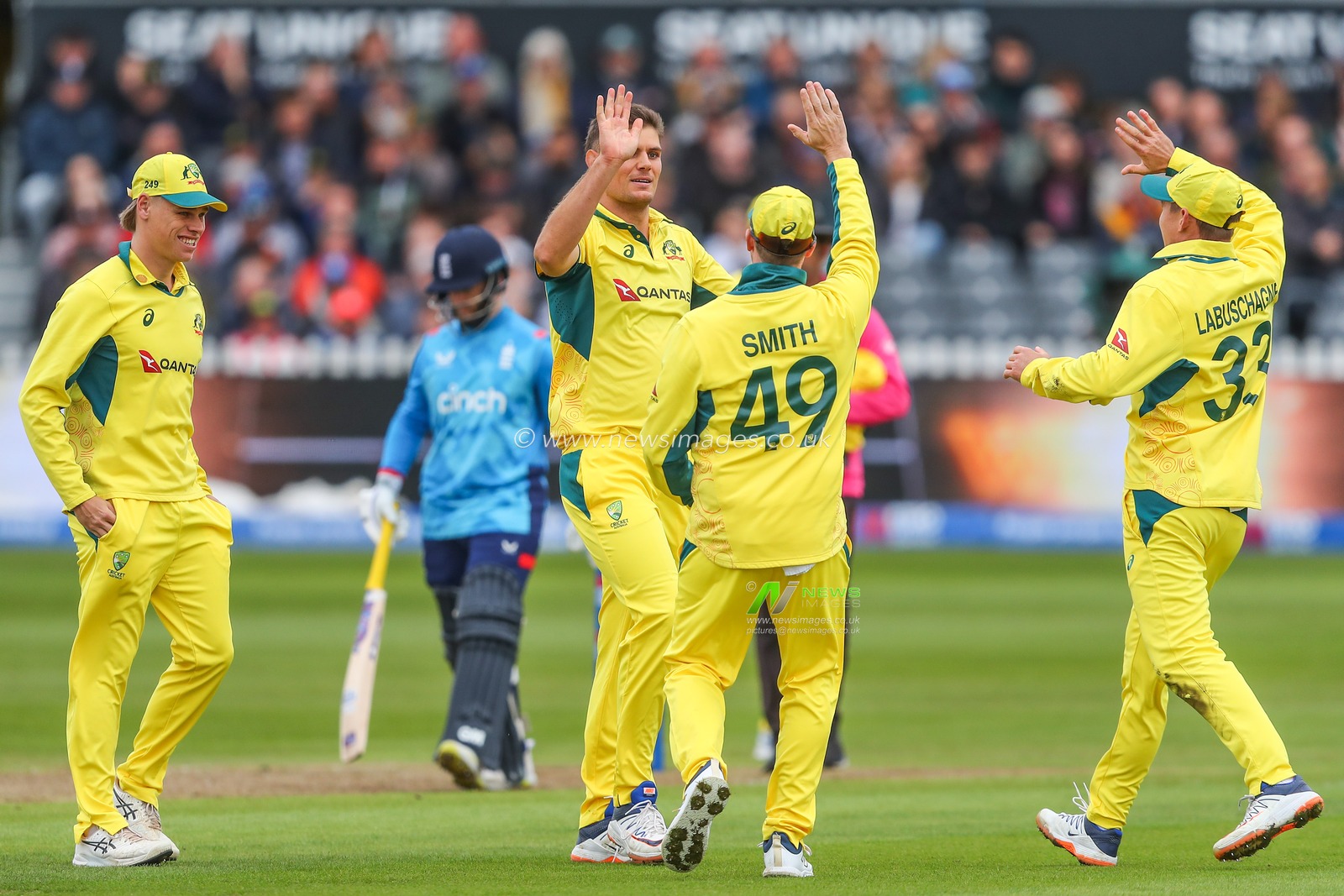 Aaron Hardie of Australia celebrates the dismissal of Will Jacks of England during the Fifth Metro Bank One Day International match England vs Australia at Seat Unique Stadium, Bristol, United Kingdom, 29th September 2024

(Photo by Gareth Evans/News Images)
