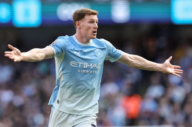 Elliot Anderson of Manchester City reacts during the Premier League match Manchester City vs Coventry City at Etihad Stadium, Manchester, United Kingdom on 05 September 2026

(Photo by Mark Cosgrove/News Images)