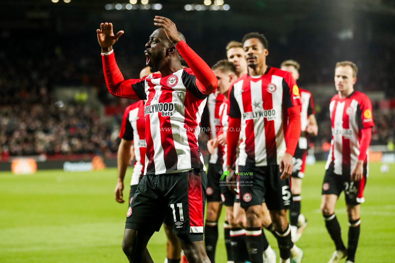Yoane Wissa of Brentford celebrates his goal to make it 1-0 during the Premier League match Brentford vs Everton at The Gtech Community Stadium, London, United Kingdom, 26th February 2025

(Photo by Izzy Poles/News Images)