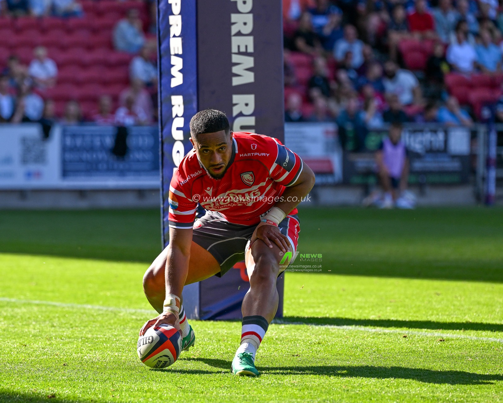 Phil Cokanasiga of Gloucester Rugby scores during the Prem Rugby Cup match Bristol Bears vs Gloucester at Ashton Gate, Bristol, United Kingdom on 05 September 2026

(Photo by Alex Williamson/News Images)