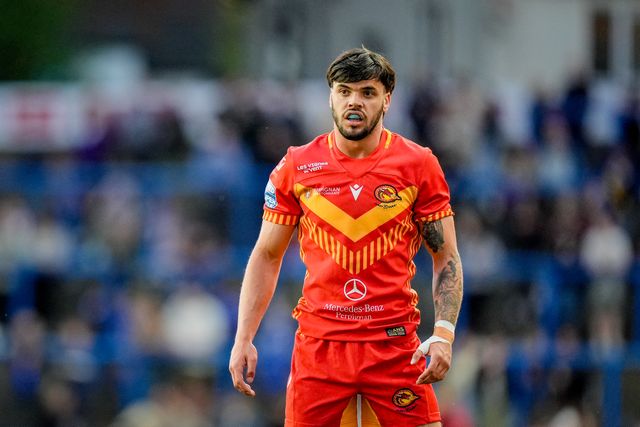 Léo Darrélatour of Catalans Dragons during the Betfred Super League round 9 match Leeds Rhinos vs Catalans Dragons at AMT Headingley Stadium, Leeds, United Kingdom on 24 April 2026

(Photo by Maynard Manyowa/News Images)