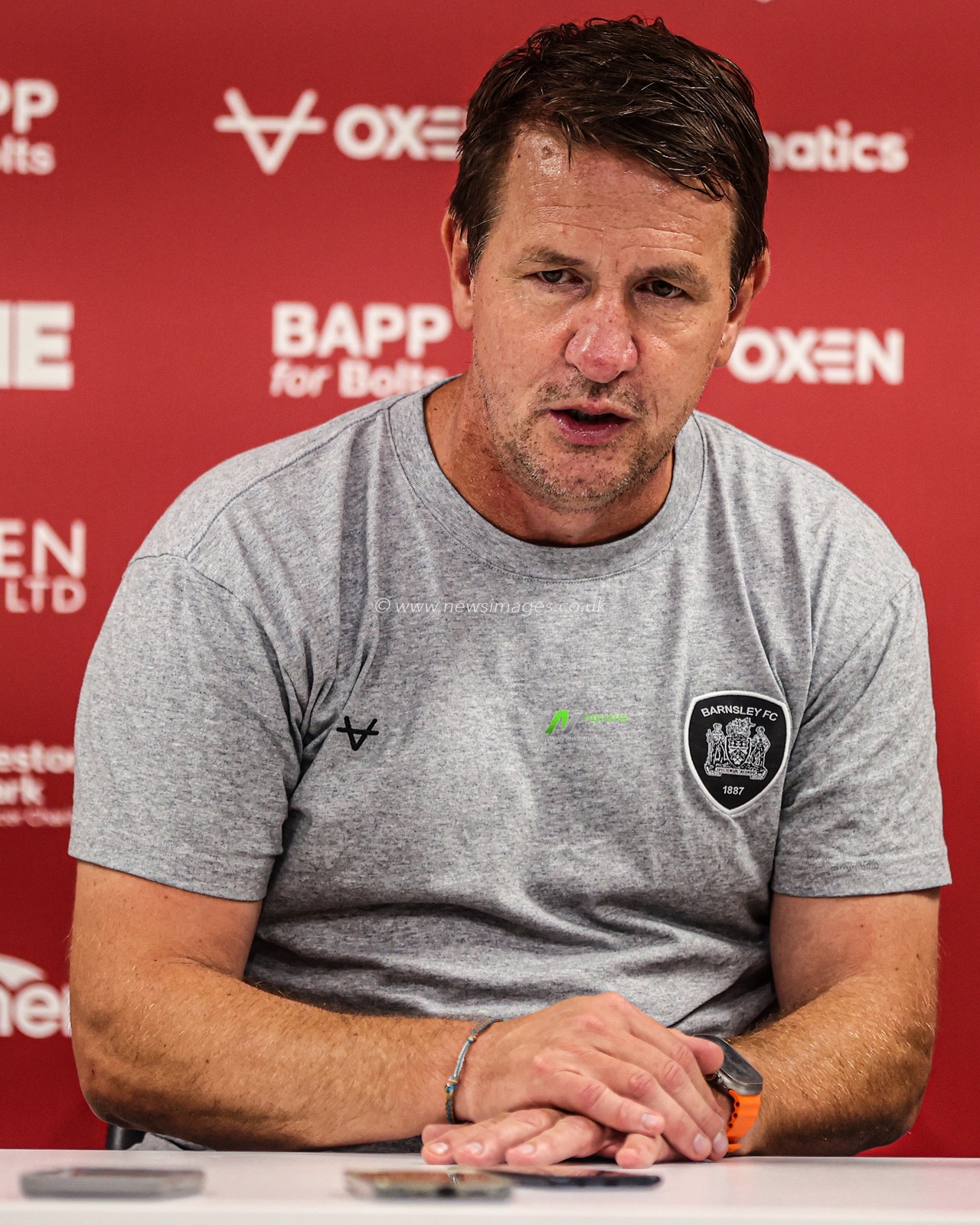 Daniel Stendel manager of Barnsley speaks in the post match press conference during the Sky Bet League One match Barnsley vs Blackpool at Oakwell, Barnsley, United Kingdom on 02 September 2026

(Photo by Alfie Cosgrove/News Images)