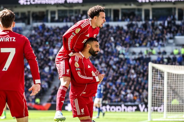 Mohamed Salah of Liverpool celebrates his goal to make it 0-1 during the Premier League match Everton vs Liverpool at Hill Dickinson Stadium, Liverpool, United Kingdom on 19 April 2026

(Photo by Alfie Cosgrove/News Images)