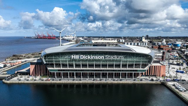 An aerial view of Hill Dickinson Stadium ahead of the Premier League match Everton vs Liverpool at Hill Dickinson Stadium, Liverpool, United Kingdom on 19 April 2026

(Photo by Alfie Cosgrove/News Images)