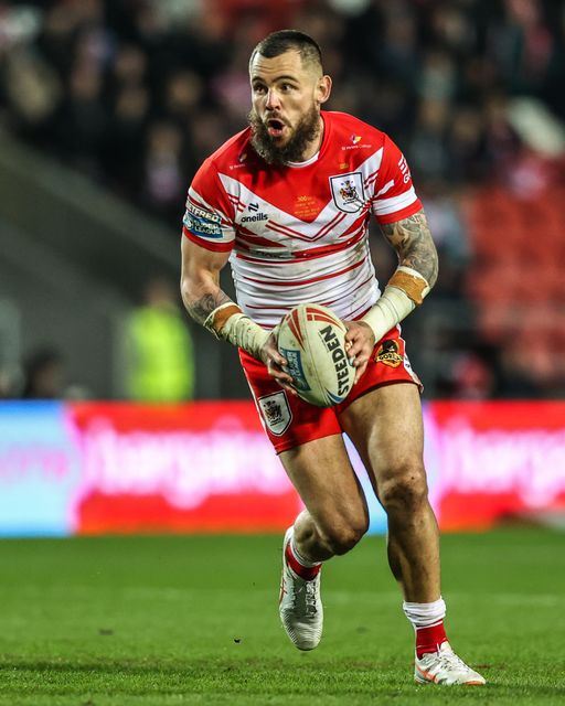 David Klemmer of St Helens breaks with the ball during the Betfred Super League round 4 match St Helens vs Bradford Bulls at The BrewDog Stadium, St Helens, United Kingdom on 07 March 2026

(Photo by Alfie Cosgrove/News Images)