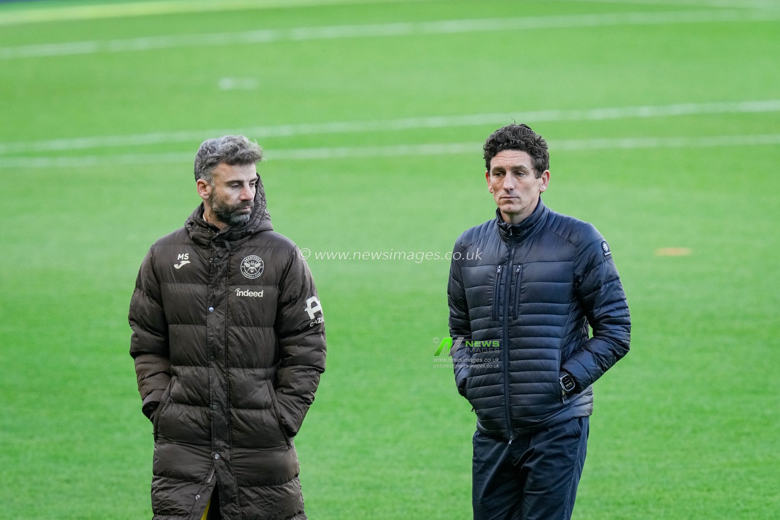 Keith Andrews manager of Brentford and first team goalkeeping coach Manu Sotelo inspect the pitch prior to kick off during the Emirates FA Cup Third Round match Sheffield Wednesday vs Brentford at Hillsborough, Sheffield, United Kingdom, 10th January 2026

(Photo by Maynard Manyowa/News Images)