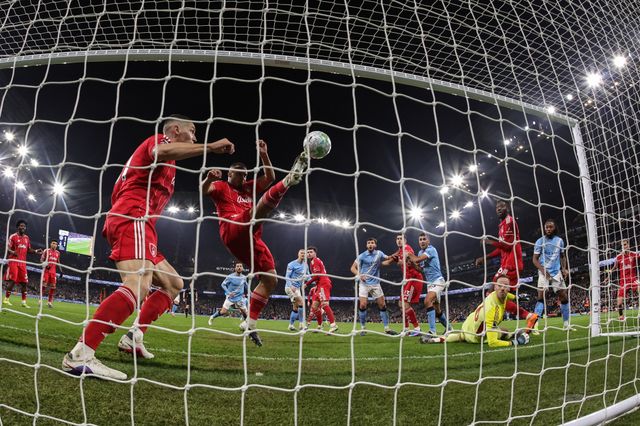 Rodrigo of Manchester City scores to make it 2-1 during the Premier League match Manchester City vs Nottingham Forest at Etihad Stadium, Manchester, United Kingdom on 04 March 2026

(Photo by Mark Cosgrove/News Images)