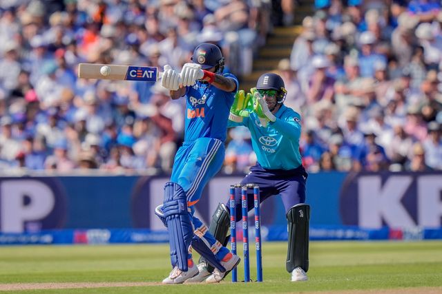 India captain Shubman Gillhits a four during the 1st Metro Bank ODI match England vs India at Edgbaston, Birmingham, United Kingdom on 14 July 2026

(Photo by Maynard Manyowa/News Images)