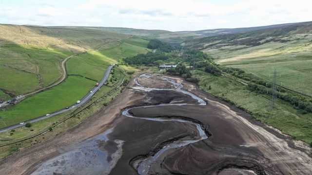 Woodhead Reservoir' water levels drop to an all time low as the UK has the driest spring for 96 years at Woodhead Reservoir near Glossop, United Kingdom, 10th June 2025

(Photo by Mark Cosgrove/News Images)