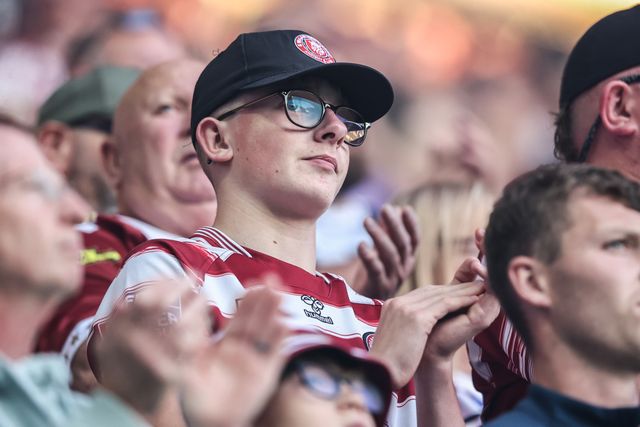 Wigan fans during the Betfred Super League round 22 match Wigan Warriors vs Hull KR at The Brick Community Stadium, Wigan, United Kingdom, 15th August 2025

(Photo by Alfie Cosgrove/News Images)