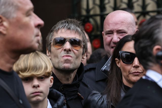 Liam Gallagher leaves the Cathedral after the service during Ricky Hatton' Funeral at Manchester Cathedral, Manchester, United Kingdom, 10th October 2025

(Photo by Mark Cosgrove/News Images)
