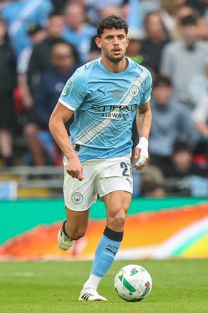 Matheus Nunes of Manchester City runs with the ball during the Carabao Cup Final match Arsenal vs Manchester City at Emirates, London, United Kingdom on 22 March 2026

(Photo by Alfie Cosgrove/News Images)