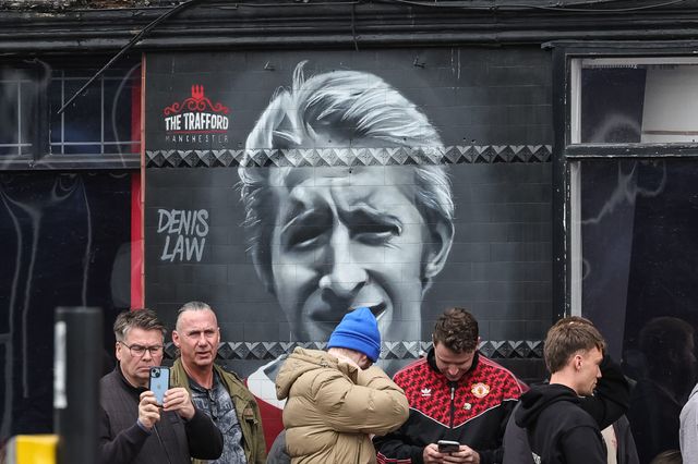 Denis Law mural at The Trafford during the Premier League match Manchester United vs Liverpool at Old Trafford, Manchester, United Kingdom on 03 May 2026

(Photo by Mark Cosgrove/News Images)