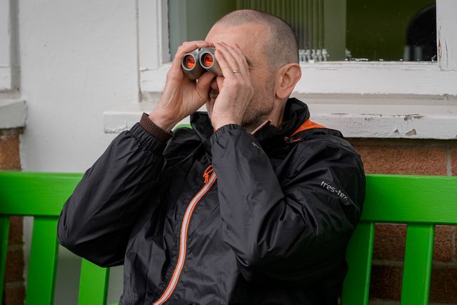 A fan used binoculars to watch the game during the County Championship Division One day 3 Leicestershire vs Nottinghamshire at Grace Road, Leicester, United Kingdom on 03 May 2026

(Photo by Maynard Manyowa/News Images)