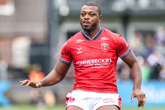 Jordan Dezaria of Hull KR during the Betfred Super League round 13 match Wakefield Trinity vs Hull KR at DIY Kitchens Stadium, Wakefield, United Kingdom on 06 June 2026

(Photo by Alfie Cosgrove/News Images)