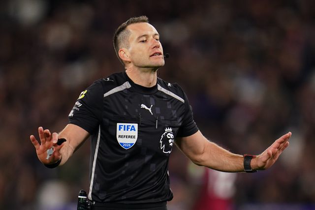 Referee Jarred Gillet during the Premier League match West Ham United vs Wolverhampton Wanderers at London Stadium, London, United Kingdom on 10 April 2026

(Photo by Harvey Murphy/News Images)