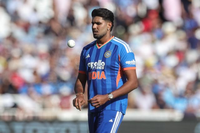 Harshit Rana of India juggles the ball during the Third Vitality T20 International match England vs India at Trent Bridge, Nottingham, United Kingdom on 07 July 2026

(Photo by Mark Cosgrove/News Images)