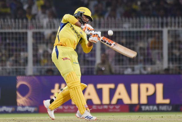 Chennai Super Kings' Ravindra Jadeja plays a shot during the Indian Premier League cricket match between Kolkata Knight Riders and Chennai Super Kings at Eden Gardens in Kolkata, India, Wednesday, May 7, 2025.Photo by Debajyoti Chakraborty.(Photo: Debajyoti Chakraborty/News Images)