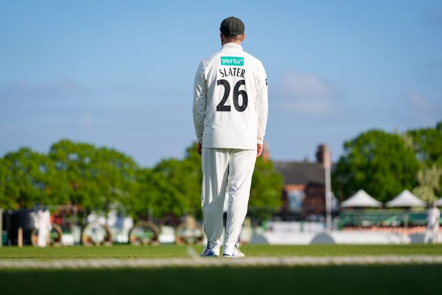 Ben Slater during the County Championship Division One day 3 Leicestershire vs Nottinghamshire at Grace Road, Leicester, United Kingdom on 03 May 2026

(Photo by Maynard Manyowa/News Images)